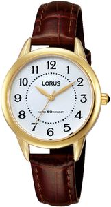 Lorus RG252JX5 Horloge staal-leder goudkleurig-bruin 30 mm