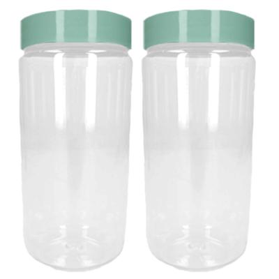 Plasticforte Voorraadpot/bewaarpot - 2x - 550 ml - kunststof - mint groen - B7 x H16 cm