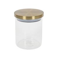 Voorraadpot glas met goud deksel 600ml