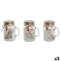 Kaars DKD Home Decor Wit Gouden Kerstmis 8 x 5 x 9 cm (3 Stuks)