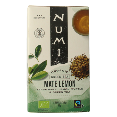 Numi Green tea mate lemon bio 18 Zakjes Numi Green tea mate lemon bio 18 Zakjes