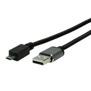 ROLINE 11.02.8772 USB-kabel 3 m USB 2.0 USB A Micro-USB B Zwart