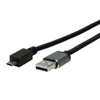 ROLINE 11.02.8772 USB-kabel 3 m USB 2.0 USB A Micro-USB B Zwart - thumbnail