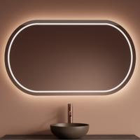 Spiegel Gliss Design Agon Met LED Verlichting en Verwarming Ovaal 140x70 cm