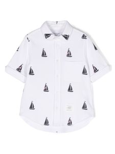 Thom Browne Kids chemise à imprimé graphique - Blanc