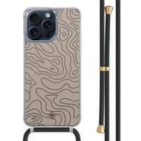 iPhone 15 Pro Max hoesje met zwart koord - Abstract lines iPhone 15 Pro Max hoesje met zwart koord - Abstract lines