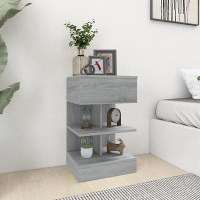 Nachtkastje 40x35x65 cm bewerkt hout grijs sonoma eikenkleurig