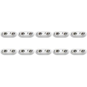 Spot Armatuur 10 Pack - Pragmi Zano Pro - GU10 Inbouwspot - Ovaal Dubbel - Wit - Aluminium - Kantelbaar - 185x93mm
