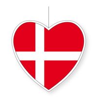 Denemarken vlag hangdecoratie hartjes vorm karton 28 cm - Hangdecoratie