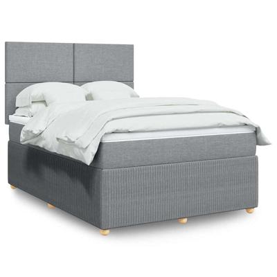 Boxspring met matras stof lichtgrijs 140x190 cm