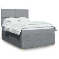 Boxspring met matras stof lichtgrijs 140x190 cm
