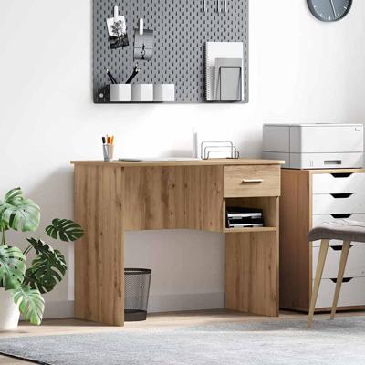 Bureau artisanaal eikenkleurig 90 x 49.5 x 75 cm Bewerkt hout