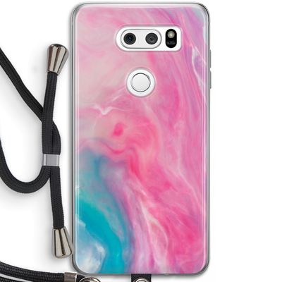 Roze explosie: LG V30 Transparant Hoesje met koord