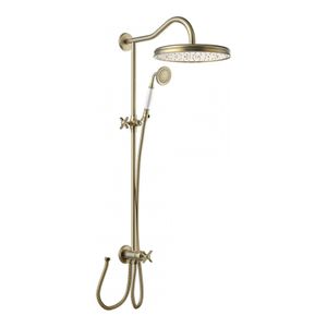 Tres Clasic glijstang set met regendouche 108 cm vintage Messing mat