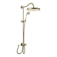 Tres Clasic glijstang set met regendouche 108 cm vintage Messing mat Tres Clasic glijstang set met regendouche 108 cm vintage Messing mat
