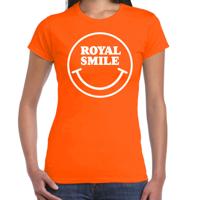 Koningsdag verkleed t-shirt smiley - royal smile - oranje - dames