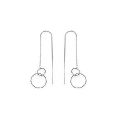 Karma Pull Through Doortrek Oorbellen Twisted Double Circle Zilver