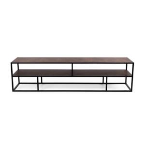 Tv-meubel 'Luuk' 200cm, kleur zwart / lederlook bruin