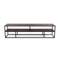 Tv-meubel 'Luuk' 200cm, kleur zwart / lederlook bruin