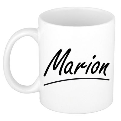 Naam cadeau mok / beker Marion met sierlijke letters 300 ml Naam cadeau mok / beker Marion met sierlijke letters 300 ml