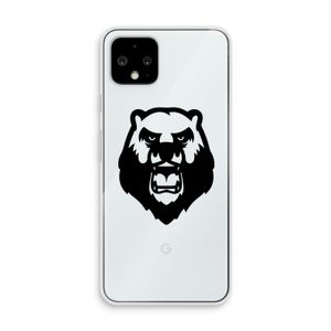 Angry Bear (black): Pixel 4 Transparant Hoesje