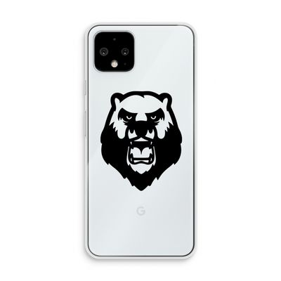Angry Bear (black): Pixel 4 Transparant Hoesje