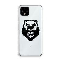 Angry Bear (black): Pixel 4 Transparant Hoesje