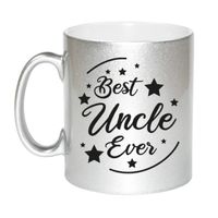 Zilveren Best Uncle Ever cadeau koffiemok / theebeker 330 ml - thumbnail