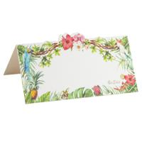 Naamkaartjes/plaatskaartjes - bruiloft - groen/wit - jungle - 8x stuks - 10 x 5 cm