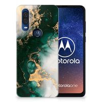 TPU Siliconen Hoesje voor Motorola One Vision Marmer Groen
