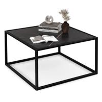 Moderne Vierkante Salontafel Salontafel van Imitatiemarmer met Stalen Frame Midden Cocktailtafel Lage Nachtkastje Zwart