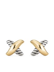 David Yurman puces d'oreilles Petite X en or 18ct et argent sterling