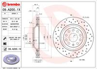 Remmenset, remschijf BREMBO, Remschijftype: Geperforeerd / Geventileerd, Inbouwplaats: Achteras: , u.a. für Audi, VW