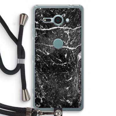 Zwart marmer: Sony Xperia XZ2 Compact Transparant Hoesje met koord