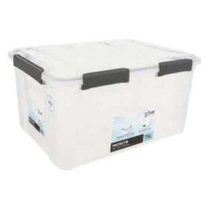5Five opberg Box met deksel - Protect - 75 liter - 64 x 48 x 34 cm - kunststof - transparant