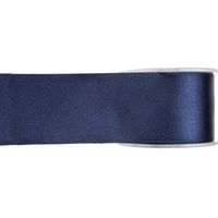 1x Navyblauwe satijnlint rollen 2,5 cm x 25 meter cadeaulint verpakkingsmateriaal   - - thumbnail