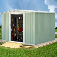Gereedschapsschuur Tuinschuur Opslagschuur Gereedschapsschuur met Schuifdeur Groen Metaal 205 x 257 x 175,5 cm