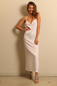 Rotate Rotate - jurk - Sequin Maxi Slip - bright white