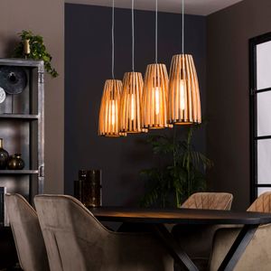 Hanglamp Luana Mangohout, 4-lamps - Massief mango naturel