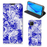 Mobiel BookCase Huawei P40 Lite Angel Skull Blauw