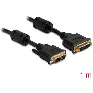 Delock 83106 DVI-kabel DVI Verlengkabel DVI-I 24+5-polige stekker, DVI-I 24+5-polige bus 1.00 m Zwart Met Ferrietkern