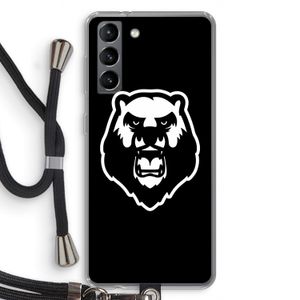 Angry Bear (black): Samsung Galaxy S21 Transparant Hoesje met koord
