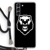 Angry Bear (black): Samsung Galaxy S21 Transparant Hoesje met koord