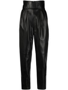 Philipp Plein pantalon en cuir à taille haute - Noir