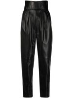 Philipp Plein pantalon en cuir à taille haute - Noir - thumbnail