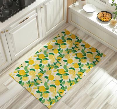 Patroon van citroenschijfjes vinyl tapijt geel