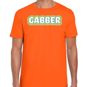 Verkleed t-shirt voor heren - gabber - oranje - foute party/carnaval - vriend/maat - muziek