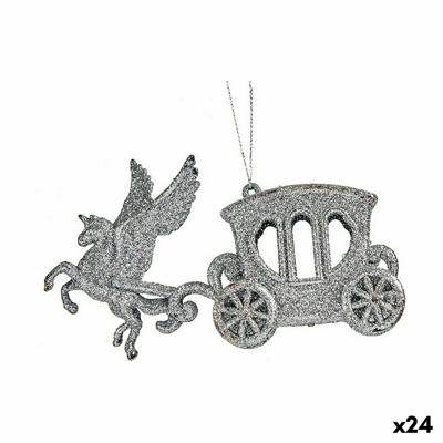 Kerstversiering Magische Koets Zilverkleurig Plastic Purpurine 15,5 x 8,5 x 4,5 cm (24 Stuks)