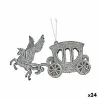 Kerstversiering Magische Koets Zilverkleurig Plastic Purpurine 15,5 x 8,5 x 4,5 cm (24 Stuks)