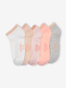 Set van 5 paar meisjessokken in geribd tricot roze (poederkleur)